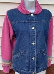 PENDLETON Women’s Denim Blue Sweater Jacket Coat Medium ￼