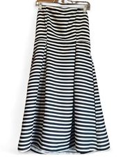 Sans Souchi strapless blue and white fit and flare striped dress size large