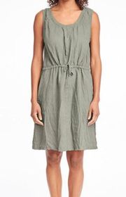 FLAX 100% linen grey Metro dress in rosemary sz M