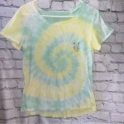 Ivory Ella Women’s Blue and Yellow Tie Dye Tee Size Large