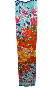 Lauren Ralph Lauren vtg silk scarf, gorgeous isle capri print 11 1/4” x 52”.