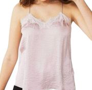 Coquette Lace Trim Satin Cami Tank Top Size Medium