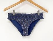 Tory Burch Costa Smocked Ditsy Floral Print Ruffle Hipster Bikini Bottom Small