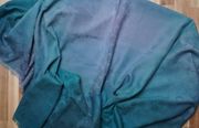 Coach C Logo Signature Ombre Fringe Scarf Wrap Cover Up Shawl Teal NWT