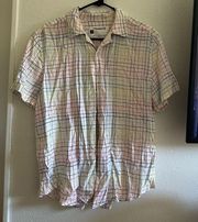 Take pride rainbow checkered button down