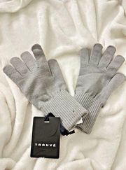 NEW Nordstrom Trouvé Gloves Womens One Size Grey Soft Knit Alloy High Wrist Warm