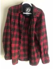 Kirra Flannel Shirt Button Up Long Sleeve Collared Red Plaid Large Cotton