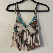 Urban Outfitters Babydoll Lace Butterfly Novelty Cami Tank V Cut Womens small