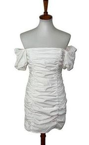 superdown Mini Dress Rouched Off the Shoulder White Size Medium