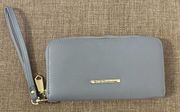 BCBG Generation Blue Zip-Around Wristlet Wallet Faux Leather