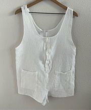 Xhilaration White Neutral Gauzy Romper Playsuit Coastal Boho Lagenlook Medium