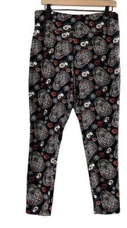 Terra & Sky Black Halloween Plus Size Skull Leggings - Size 1X (16W-18W) - Soft