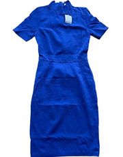 Love Ady Dress Womens Small Blue Turtleneck Quarter Sleeve Bodycon Knee Length