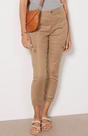 Evereve Cropped Tessa Cargo Ankle Jogger Pants Sandcastle Tan 30