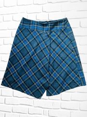 Fashions Women's Size 14 Blue & Green Plaid Mini Skirt • Asymmetric & Lined