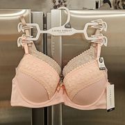 💕LAURA ASHLEY💕 Super Soft Lace Trim Comfort Push Up Bras (2 Pack) 34C NWT