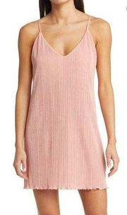 NWOT Open Edit Nordstrom Plisse Chemise Pink Mini Women 2X Mini Tunic Slip Dress