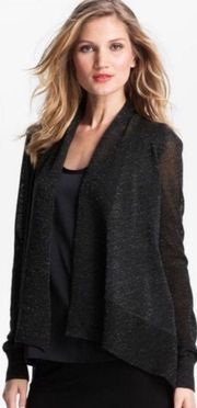 | Open Front Black Shimmer Cardigan