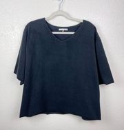 Oak + Fort  Black Blanket Soft Oversized Loose Tee Shirt