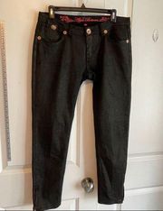 APPLE BOTTOMS BLACK DENIM JEANS WITH ZIP BOTTOM CUFF SIZE 9/10