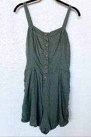 Hollister Green Button Sleeveless Romper Size Medium