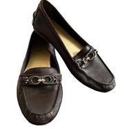 Coach Fortunata Brown Leather Flats Loafers Gold 8M