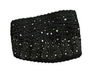 Black Sparkly Knit Head Wrap with Rhinestones OS