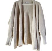 ZARA  Open Cardigan Sweater Cable Knit Oversized Ribbed Trim Cozy Cream Small