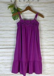 Purple Floral Crochet Smocked Back Dress