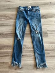 Free People 25 Straight Leg Ankle Frayed Jeans