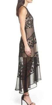 FOXIEDOX Tristan Lace Chiffon Maxi Dress Sheer