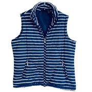 Blue $ White Striped Zip Up Puffer Vest