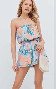 Urban Outfitters UO Kimchi Blue Tropical Strapless Romper