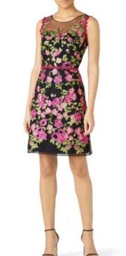 RTR Marchesa Notte
Pink Floral Embroidered Dress Mini Pink/Black sz 4 sheath