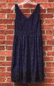 Navy  Mini Dress with Inset and Eyelash Lace