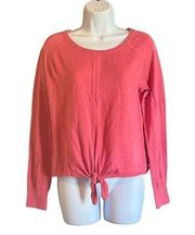 Sanctuary Pink Cotton Blend Front Tie Long Sleeves Sweater Size XS