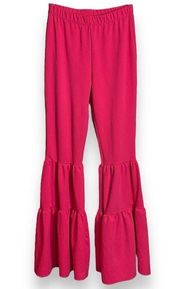 Pink Belle Bottom Ruffle Flare Pants, Women’s Size Medium