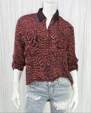 LINE & DOT Animal Print Silk Top Medium