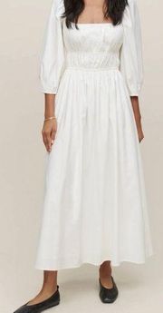 NWT Reformation Bennie Midi Dress White S puff sleeve