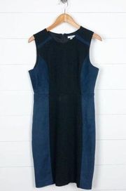 ~ Halston ~ Blue/Black Illusion Sleeveless Dress