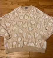 Asos, women's tan animal print casual pullover long sleeve crew neck sweater 2XL