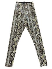 COMMANDO Faux Leather Leggings 4-way Stretch Animal Print Olive Snake Small NWT