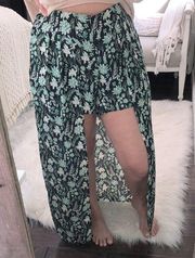 Kaari Blue size 14 black pink & green floral boho maxi skort