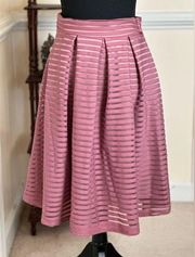 Elastic Waist Flare Pleated Midi Skirt