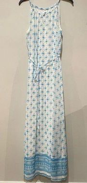 Old Navy White and Blue Floral Sleeveless Maxi Dress Size Medium