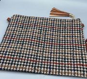 NWT Glen check woven fabric cross body bag and wristlet strap.