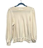 The GREAT Cream Pleat Sleeve Crewneck Sweater XS