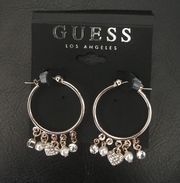 Guess precious Hoops with Pave hearts pearls Bezel