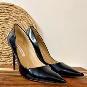Diane von Furstenberg Bethany Navy/Saffiano Patant Leather Stiletto Heel Size 6