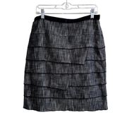 Larry Levine Stretch Black Denim Tiered Skirt Size 6